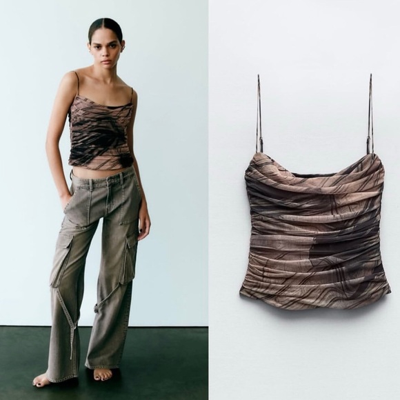 Zara Tops - Zara printed tulle top